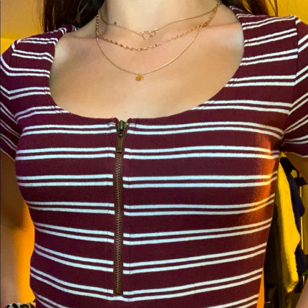 Red and white stripped crop top